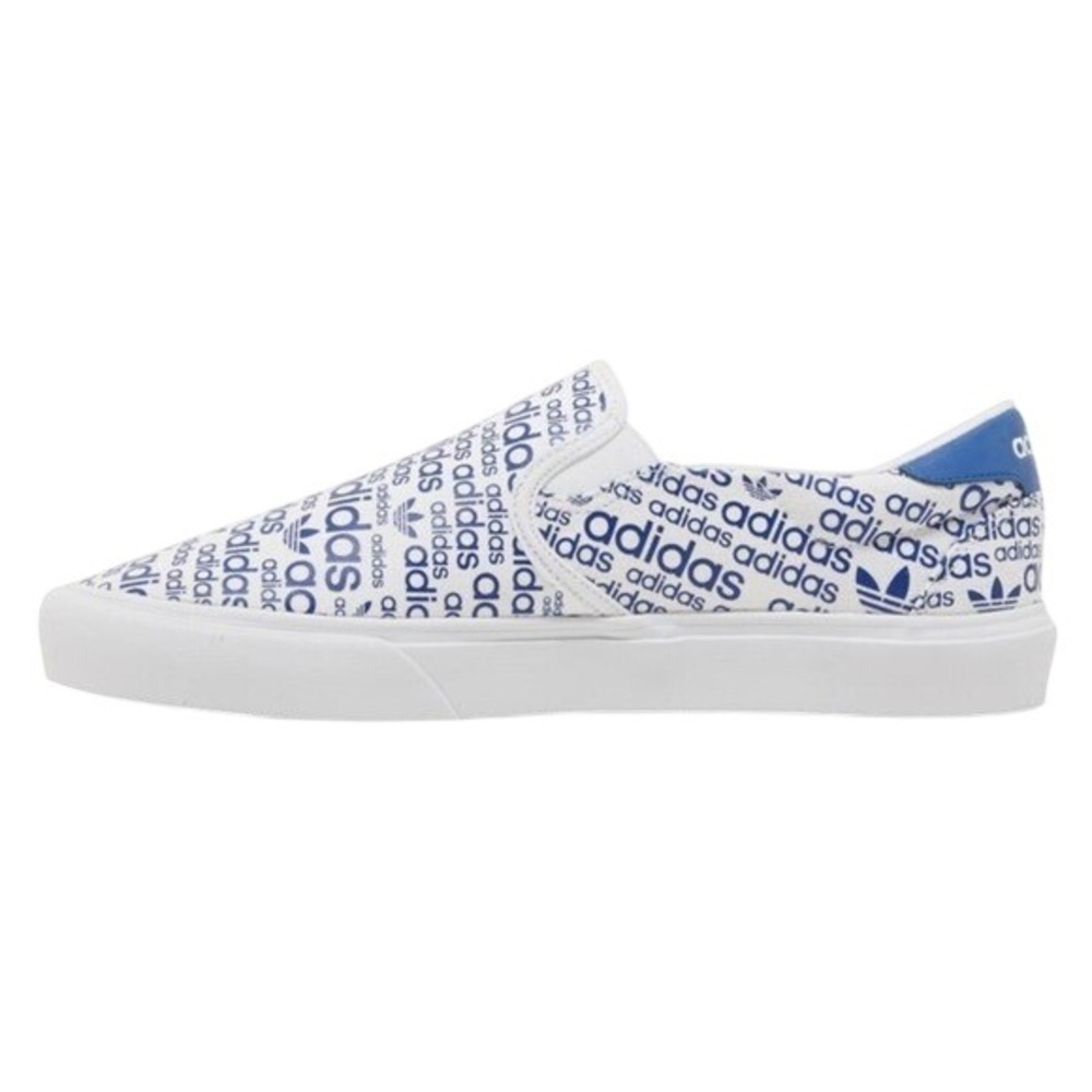 Adidas Court Rally Slip Mens White Blue All Over Logo Print 10.5 Sneakers FW4523